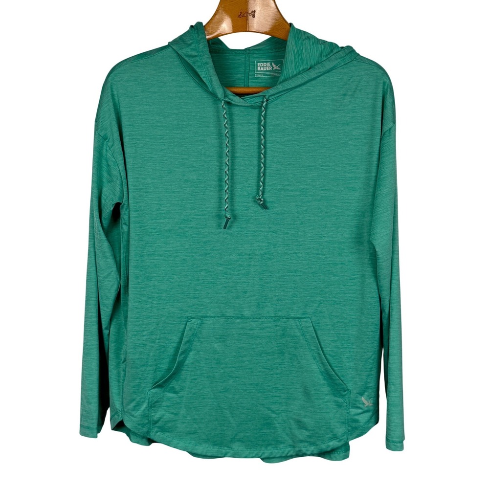 Eddie Bauer Hoodie Lightweight Stretch Activewear Small Green Heathered